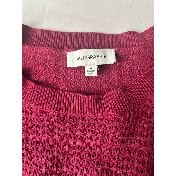 Calligraphie Women’s Pullover Knit Sweater size XL ruffle short sleeve top - Picture 3 of 6